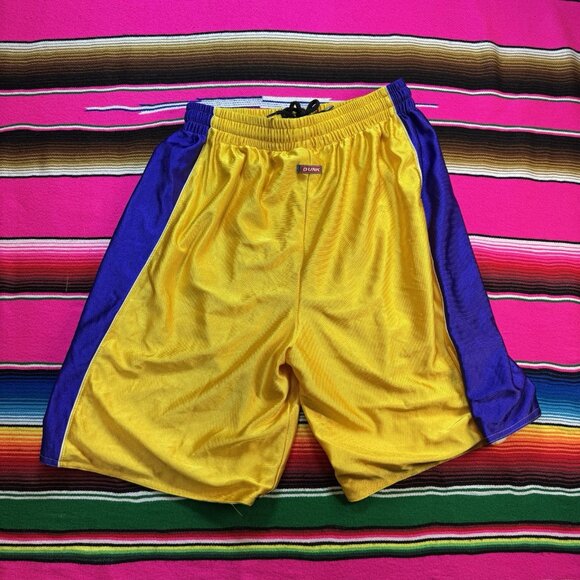 RARE VTG Dunk Basketball Shorts Men Yellow Purple Shiny Dazzle‎ Silky *No Size* - Picture 7 of 7